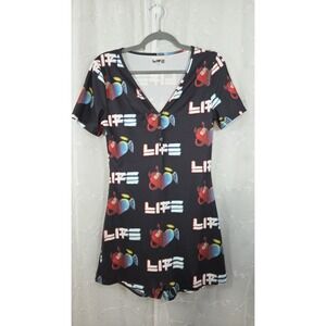 The MESSENGER  L.I.F.E Blue Red Heart Women's Romper M/L